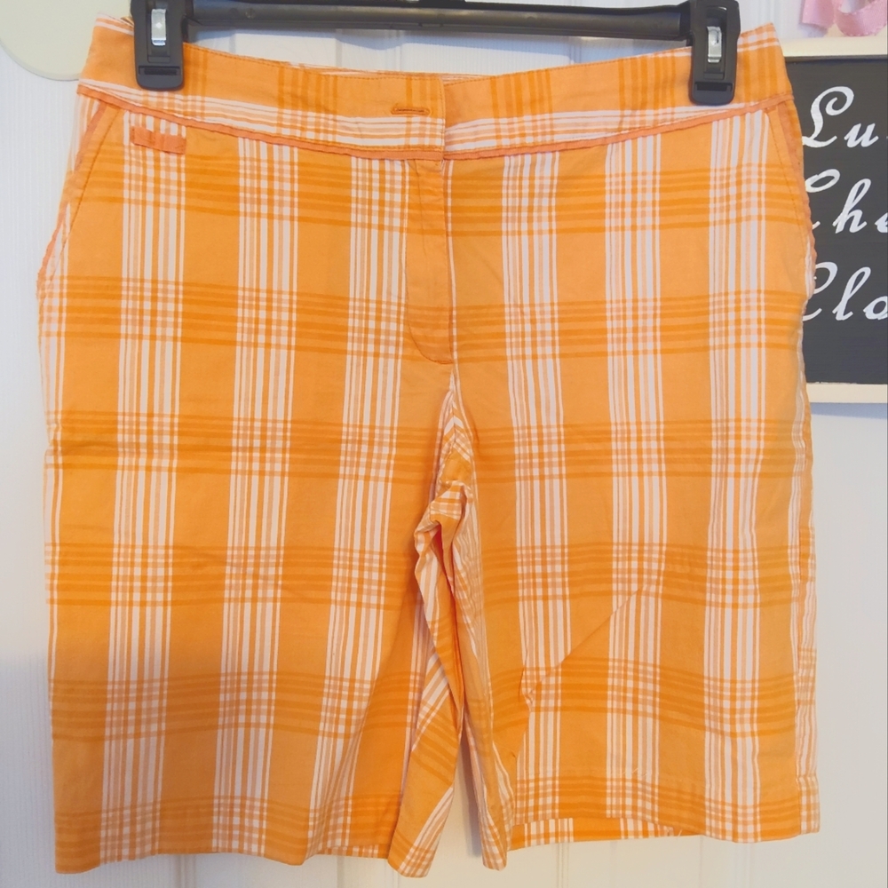 🌷Izod Golf Orange and White Bermudas Vibrant Summer Style 10